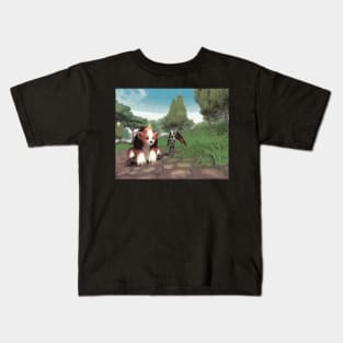 Batgirl and bear Kids T-Shirt